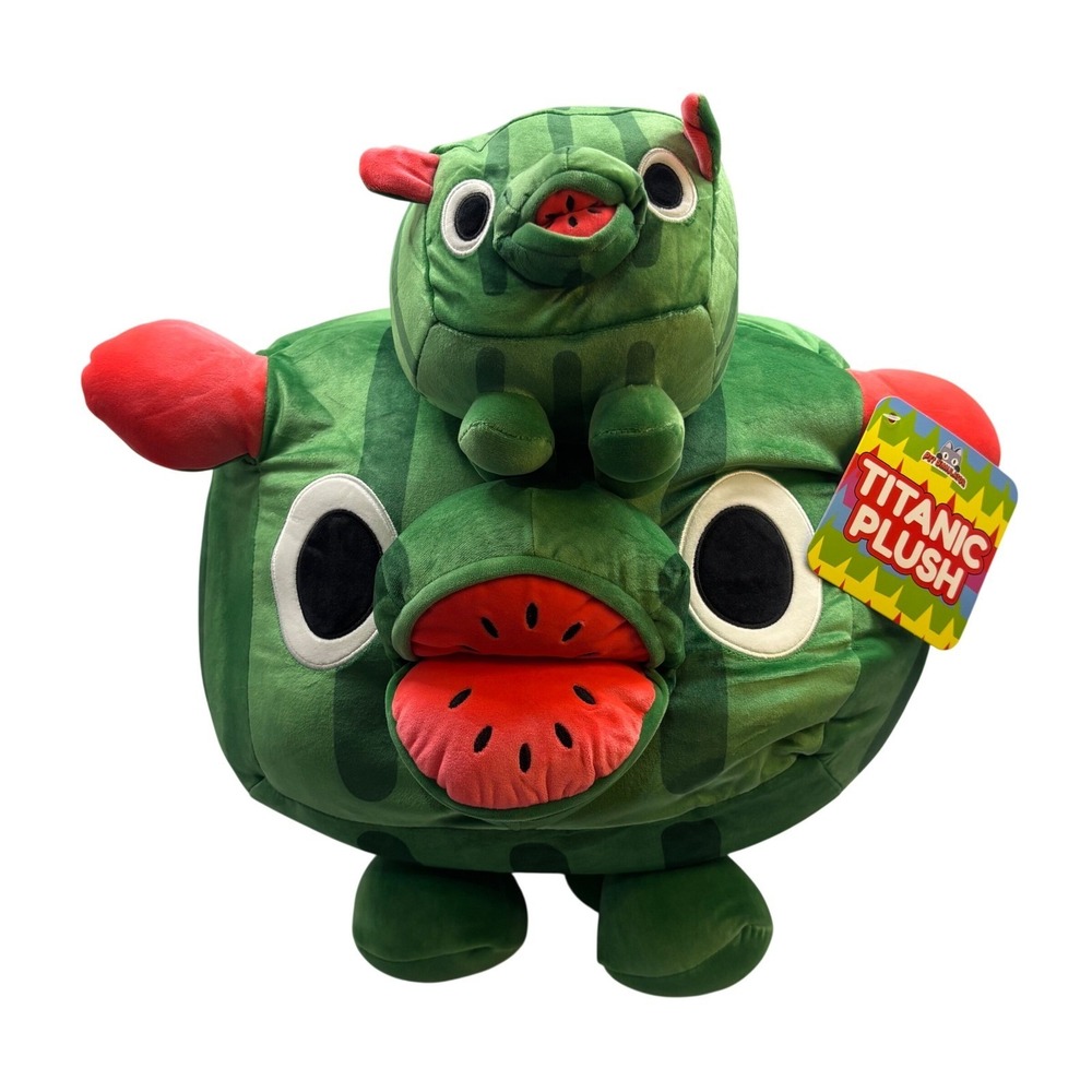 NWT Pet Simulator Titanic Hippo Melon Plush Set BIG 5 Games Green Red Large